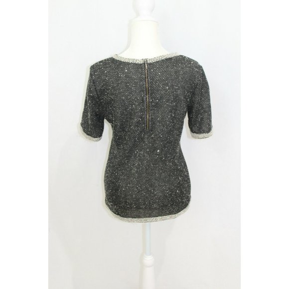 CAbi Womens Style 542 Black Grey Tweed Coco Shell Short Sleeve Sweater S - Picture 5 of 6